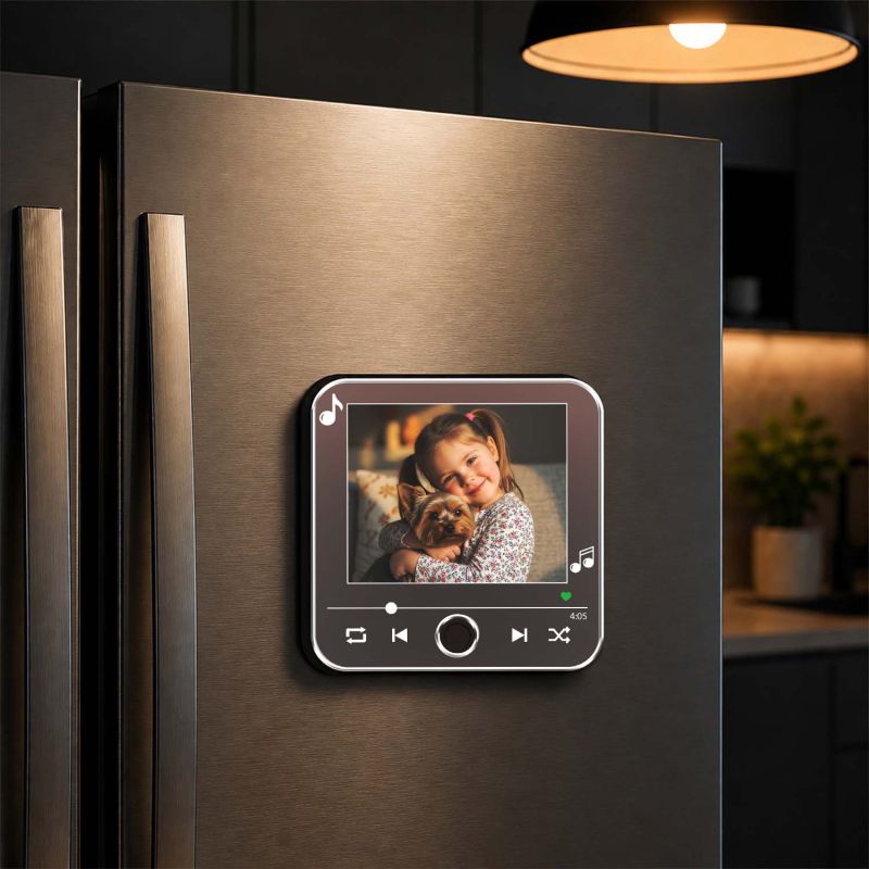 Personalized Photo & Song Musical Fridge Magnet Gift for Loveable Person Playable Music Player  Rechargeable Sound Magnet Gift for Pet Lover Daughter, Son, Friends, Mom & Dad